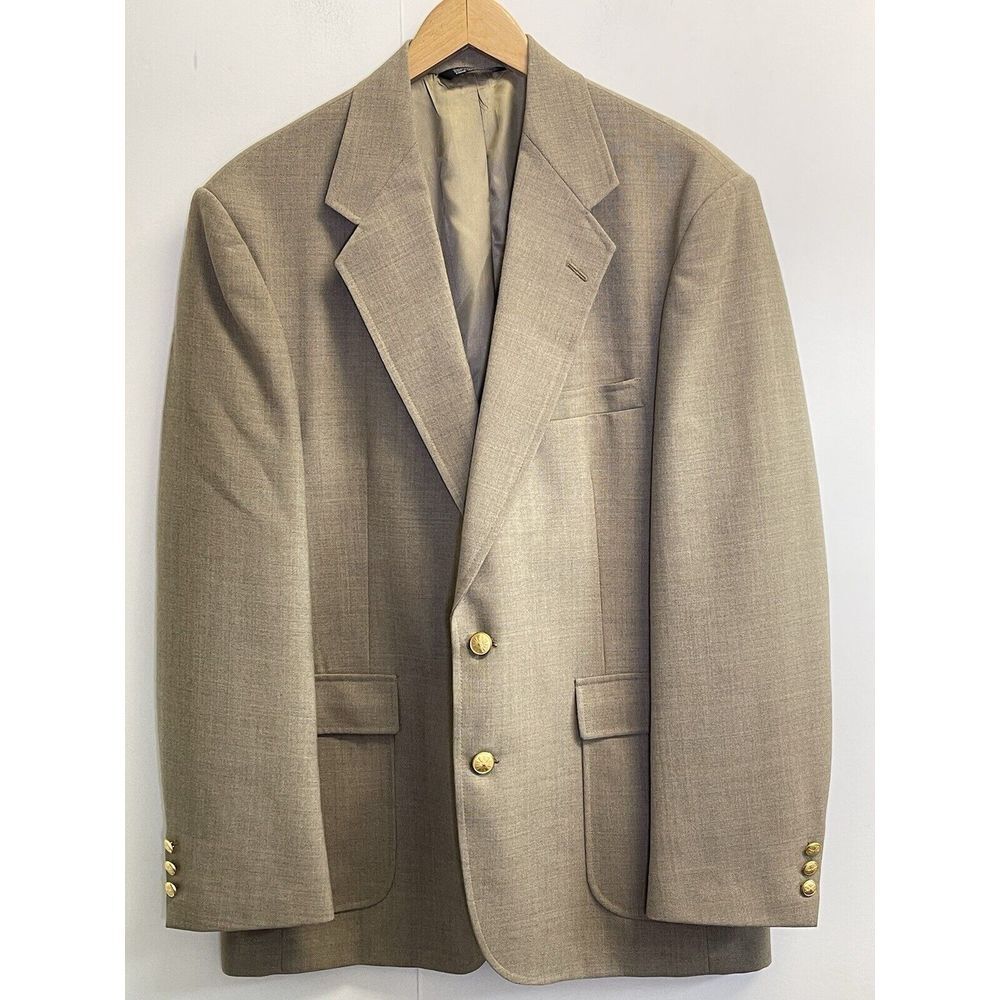 Wall Street Blazer Men's 42L Patch Pockets‎ Taupe Jacket Made in USA Sport Coat